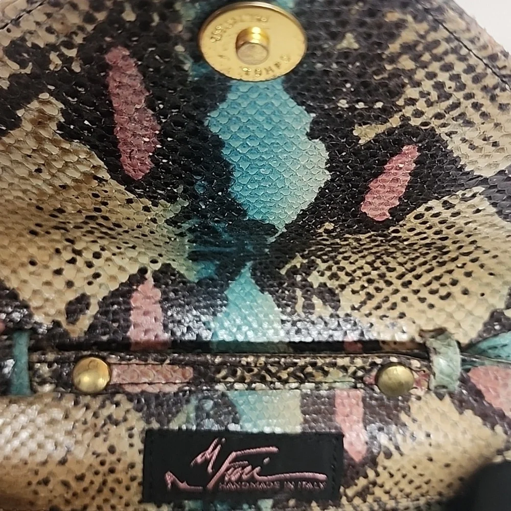 Vintage Fiori Made in Italy Stylish Multicolor Snake Print Women's Crossbody Bag